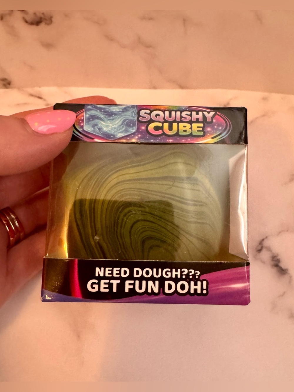✨Squishy Cube Green Swirl Stress Toy Brand New✨